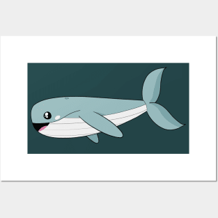 Blue Whale Cartoon Posters and Art